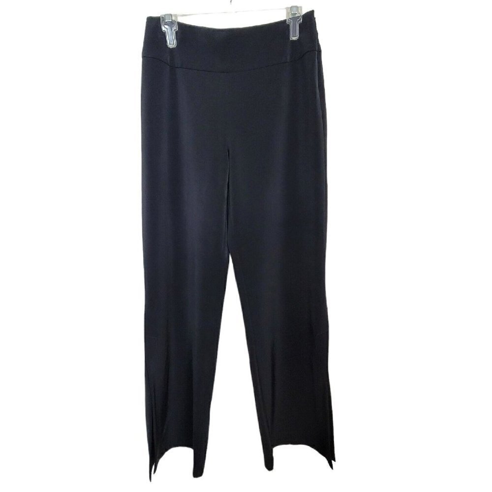 Vtg White House Black Market Sz 6 Dress Pants Wide Leg Black 14" Slit Leg Y2K